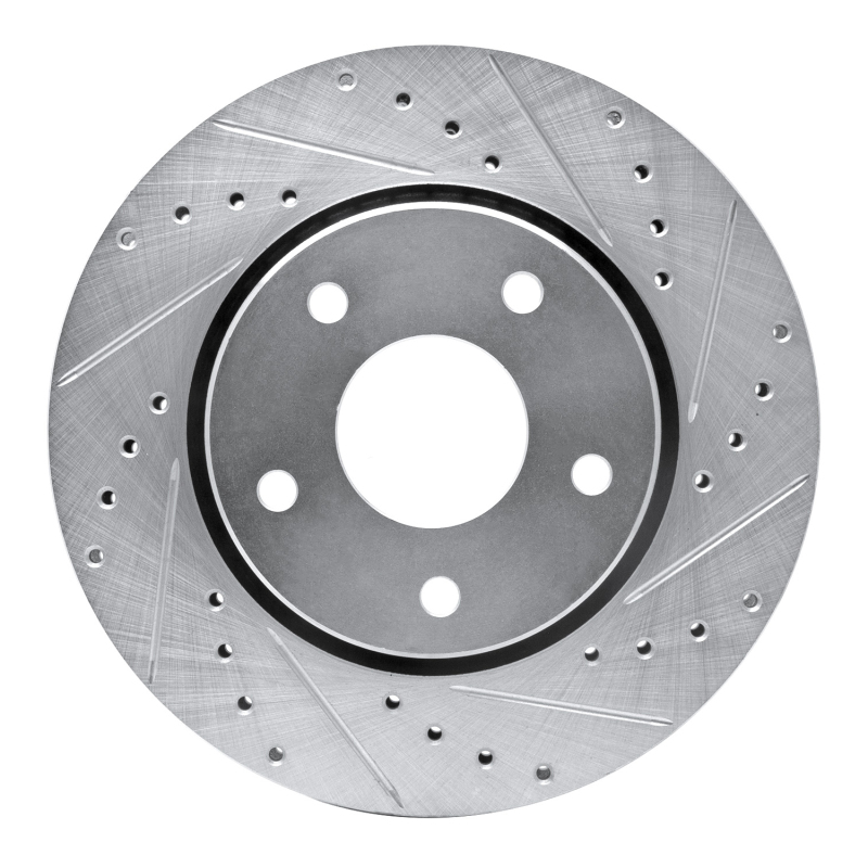 Chrysler Town & Country Brake Rotor (1) - Front Right - R1 Concepts - Drilled & Slotted - Silver - `08-`16
